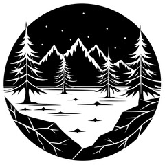 Frozen Lake Silhouette Vector