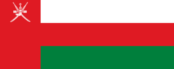 Flag of Oman showcasing red, white, and green colors symbolizing the nation's heritage and identity across a backdrop