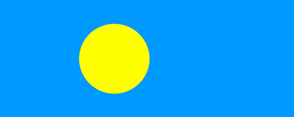 Bright blue flag with yellow circle representing national identity and culture of the Pacific Island nation
