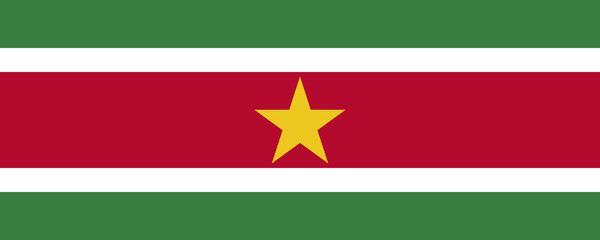 Suriname national flag with bold colors representing unity and pride displayed against a vivid background