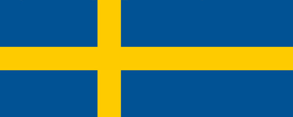 Naklejka premium Blue and yellow national flag of Sweden with its distinctive cross design displayed prominently