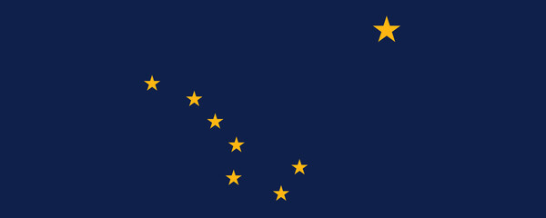 Alaska flag displayed against a dark blue background with yellow stars symbolizing the constellation Ursa Major