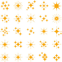 Sparkle & Starburst Vector Icon Set (36 Twinkle/Glow Shapes) — Outline & Solid, Editable Stroke	