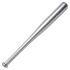 Silver aluminum baseball bat isolated on black background.