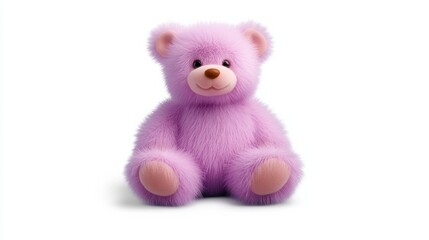 Fototapeta premium A cute purple teddy bear sits on a white background