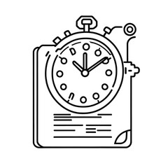 Obraz premium レトロなストップウォッチとレポートのイラスト｜Retro Stopwatch with Report Illustration