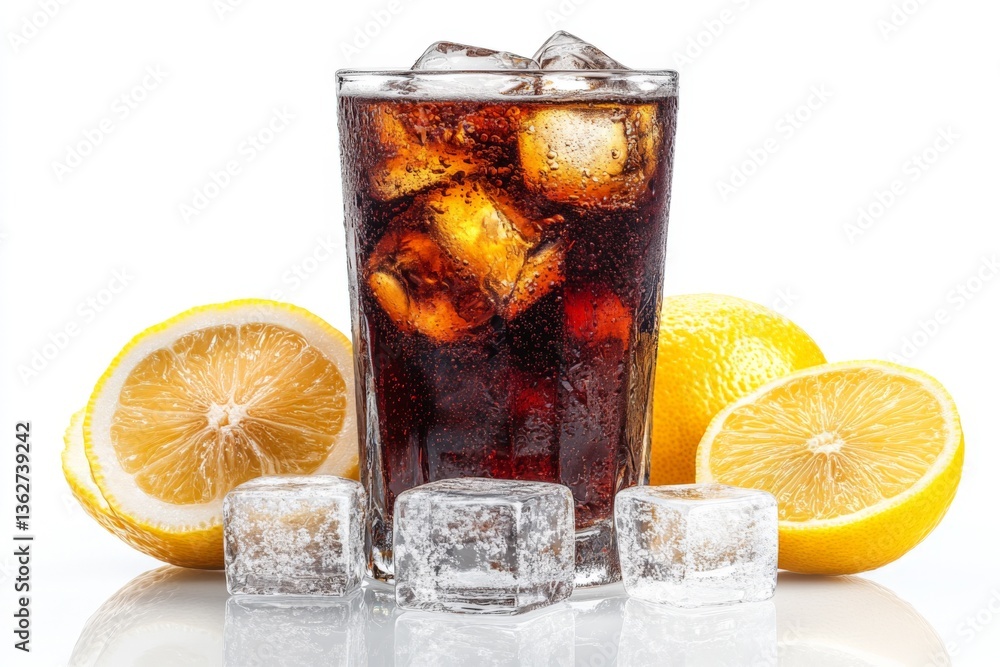 Aufkleber refreshing beverage with ice cubes and fresh lemons for a summer drink experience