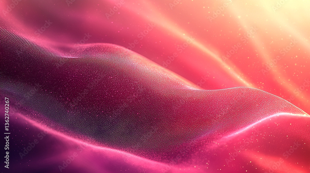 Poster abstract pink and orange gradient background with flowing fabric like texture and subtle light spark