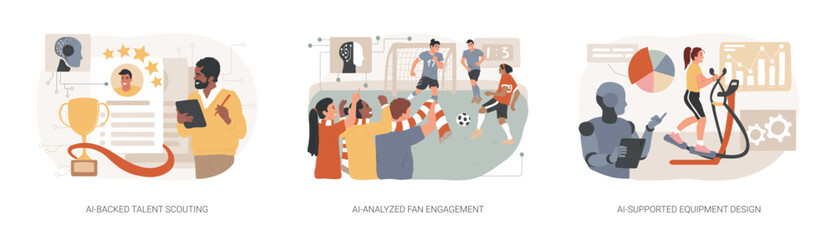 AI in Sports Industry abstract concept vector illustrations.