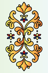 Vintage abstract floral ornament with intricate patterns and decorative elements, featuring flowers, leaves, and swirls in a seamless design, ideal for wallpaper or tattoo art.