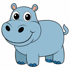 Obraz premium Cartoon cute hippopotamus. Suitable for children's books, sticknders, mascots, logos.Vector illustration animal on a white backgraund. 