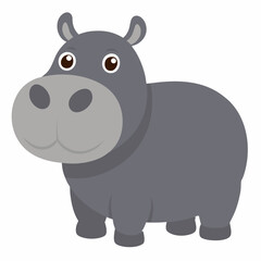 Fototapeta premium Cartoon cute hippopotamus. Suitable for children's books, sticknders, mascots, logos.Vector illustration animal on a white backgraund.