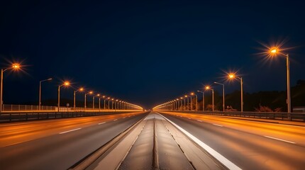 Obraz premium an empty highway under the dark blue night sky fictional background