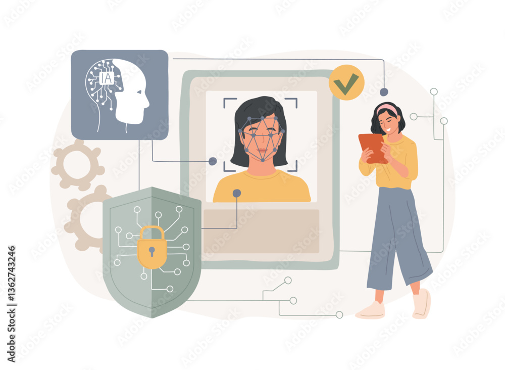 Poster ai-streamlined identity verification abstract concept vector illustration.