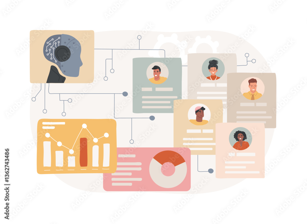 Poster ai-analyzed user behavior abstract concept vector illustration.