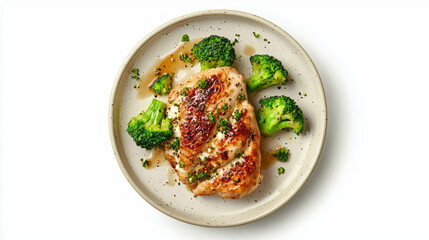 Delicious broccoli and feta stuffed chicken breast on ceramic plate