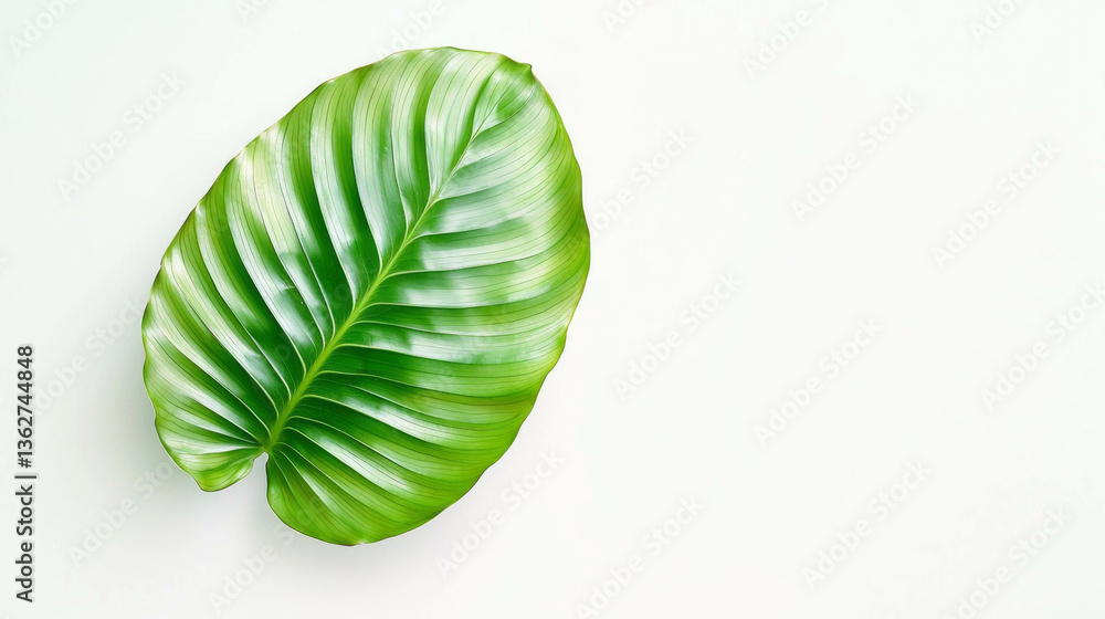 Poster vibrant calathea leaf with intricate pattern for botanical design inspiration