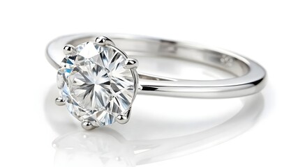 A luxurious diamond ring featuring a brilliant-cut diamond set in a platinum band.