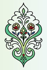 Floral heart with decorative flowers and leaves.