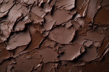 Fototapeta premium Rich chocolate texture spread on a surface showcasing various layers and shades in a culinary setting