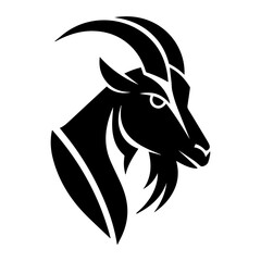 Goat vector illustration with horns on white background