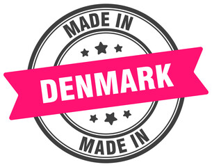 Made in Denmark round sign. Made in Denmark stamp.