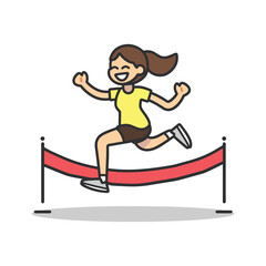 Fototapeta premium Cartoon Runner Crossing Finish Line with Excitement