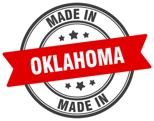 Made in Oklahoma round sign. Made in Oklahoma stamp.