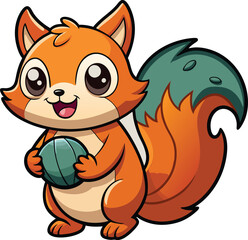 Happy Squirrel Holding an Acorn