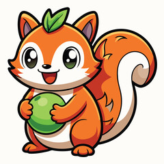 Happy Squirrel Holding an Acorn