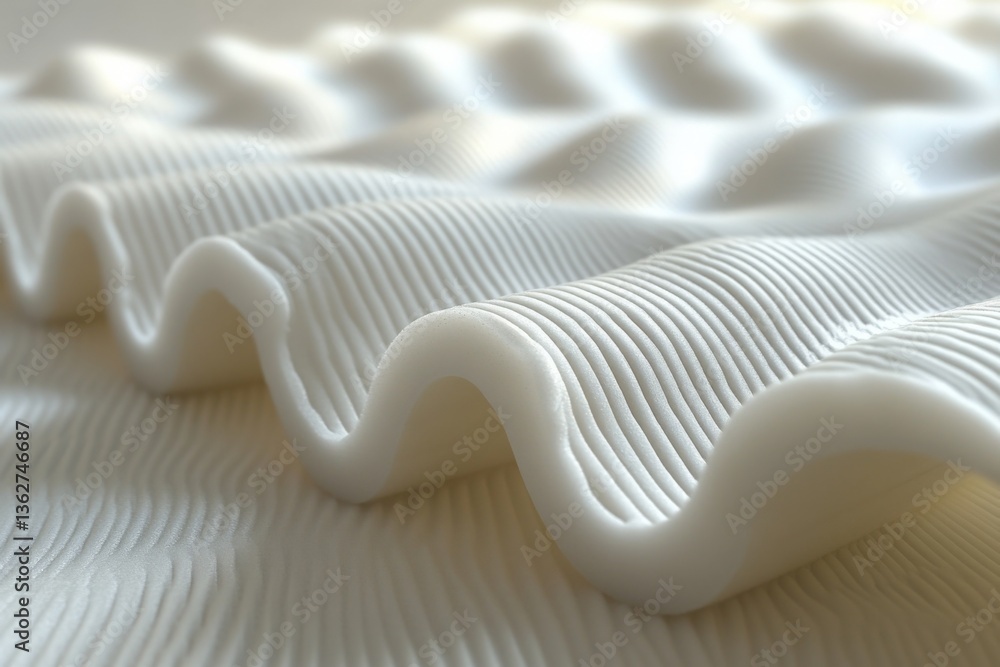 Leinwandbilder Abstract texture of white material with rippled waves showcasing smooth lines and play of light in a soft indoor setting