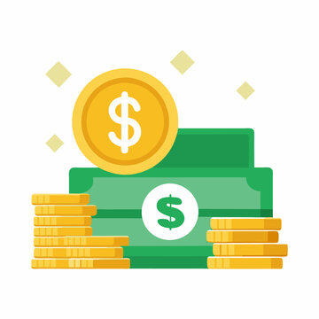 gold coins and green money stack clip art preview