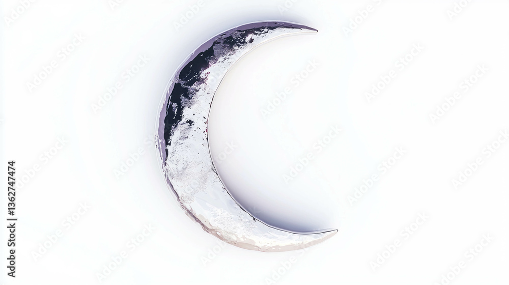 Aufkleber realistic empty moon-shaped image on white background for creative design concepts