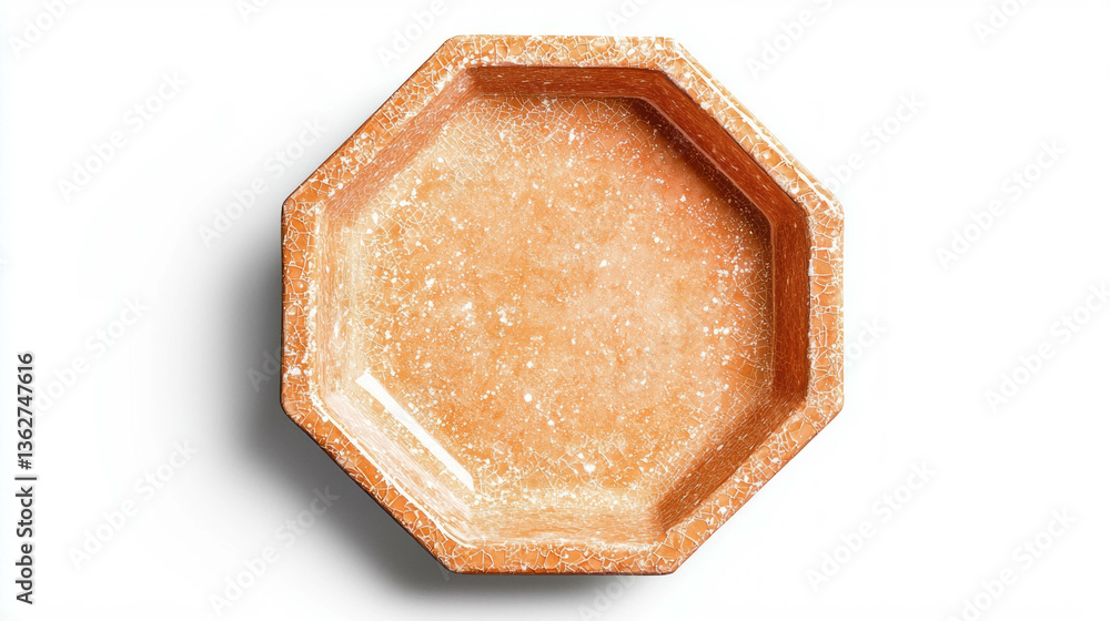 Aufkleber realistic empty octagonal ceramic plate on white background for home decor