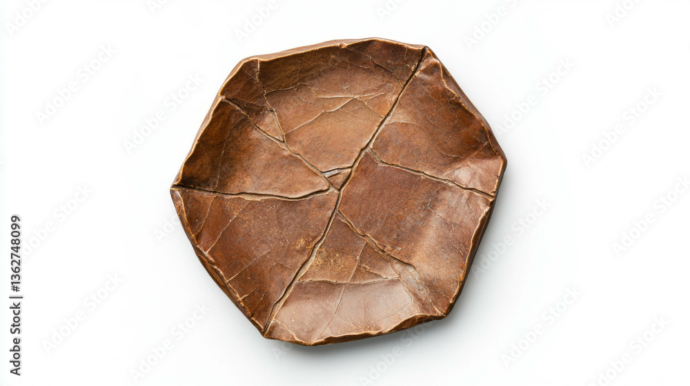 Aufkleber Realistic empty pentagonal ceramic plate with rustic texture for tableware design