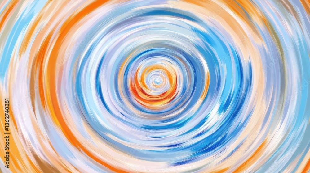 Aufkleber abstract circular spiral art in blue, orange, and light colors. dynamic concentric patterns with vis