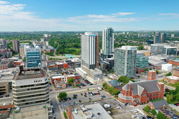 Aerial view of Kitchener, Ontario, Canada in late summer
