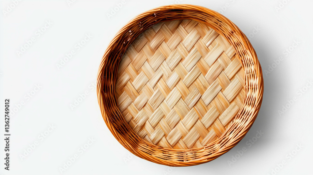 Aufkleber Realistic empty round wicker basket for serving and decoration