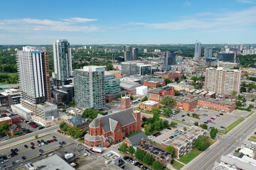 Aerial of Kitchener, Ontario, Canada in late summer