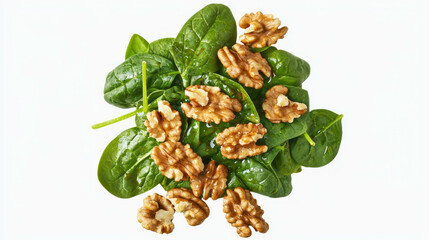 Fresh greek walnut and spinach salad concept for healthy eating