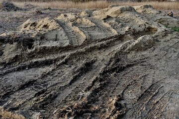 tire tracks in the sand
