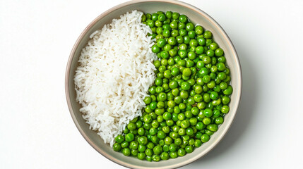 Delicious green pea and coconut curry with rice - ideal for vegan and indian cuisine lovers