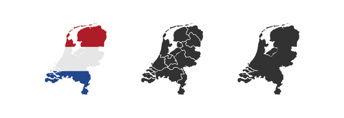 Nederland map. Geography border of Netherland. Cartography administrative contour.