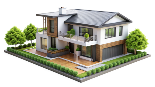 display house isolated on transparent background, PNG file - Powered by Adobe