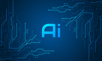 Artificial Intelligence ,AI chipset on circuit board, futuristic Technology Concept	
