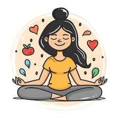 Girl Meditating in Lotus Pose – Focus and Relaxationv