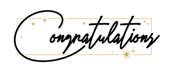 Congratulations calligraphic banner with elegant square frame. Congratulating design for congrats card.