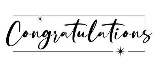 Congratulations calligraphic banner with elegant square frame. Congratulating design for congrats card.