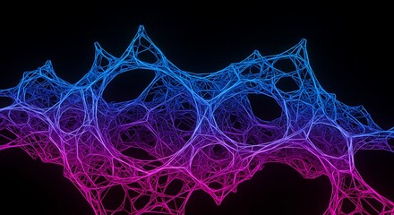 Naklejka premium Abstract Neon Network: A Digital Tapestry of Interconnected Lines