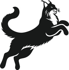 Vector silhouette of a bobcat animal 